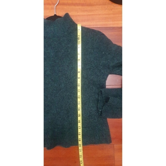 & Other Stories Sweater Mohair /Wool,Dark green Mock Neck, flared sleeve at hem - Picture 9 of 11